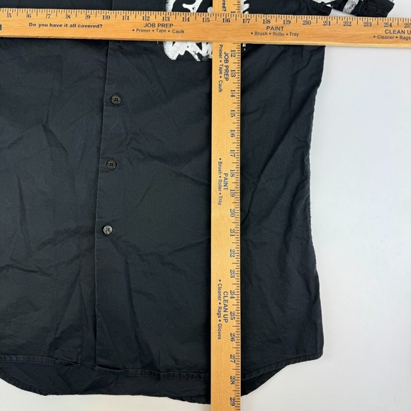 Christopher Shannon Mens Size L Button Up Short Sleeve Shirt Black - Picture 4 of 7